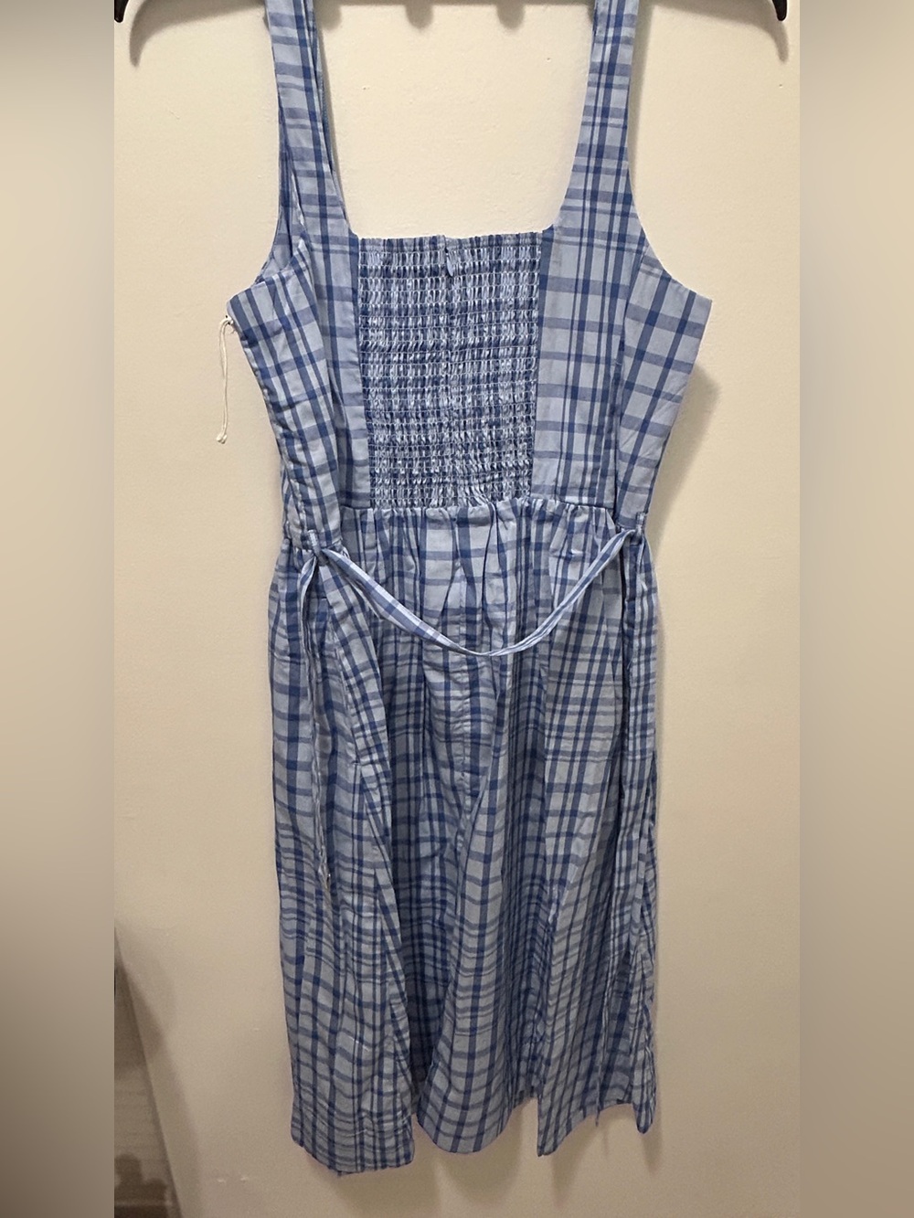 Free Assembly Blue Plaid Midi Dress Size L 12-14 NWT Cottagecore - Picture 5 of 12